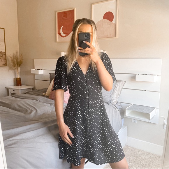 ASOS Dresses & Skirts - ASOS Polka Dot Black and White Butterfly Sleeve Mini Dress